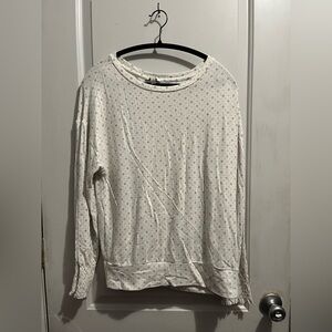 Lucky Brand Cream Floral Crew Neck Sweater